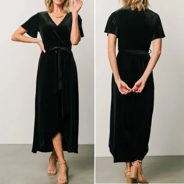 NWT Baltic Born Nadine Velvet Midi Dress Black Size Medium Party Wedding Holiday - Image 8