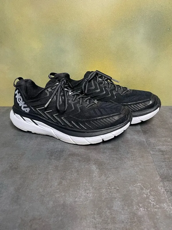 Hoka One One Clifton 4 Women's Black & White Running Shoes Size 9.5B - Image 2
