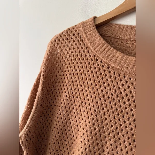 Aerie Offline Brown Open Knit Sweater‎ - Image 3