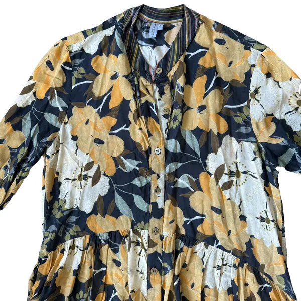 Anthropologie Floral Mini Dress Yellow Green - Image 6