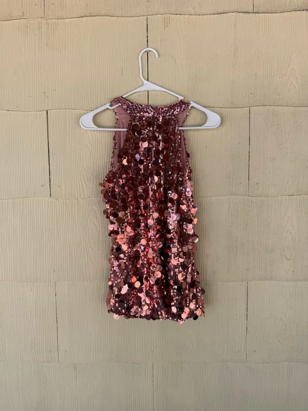 Guanyy Vintage Pink Sequin Halter Tank Size M - Image 4