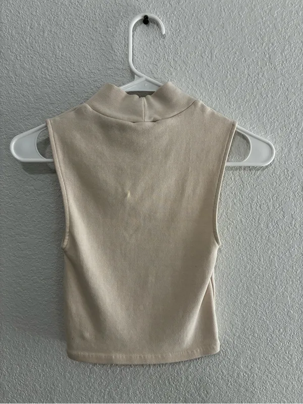 Zara Cream Sleeveless Mock Neck Tank - Image 2