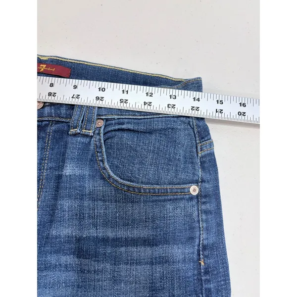 7 For All Mankind Cropped Wide Leg Jeans Women Blue Frayed Hem 28‎ - Image 9