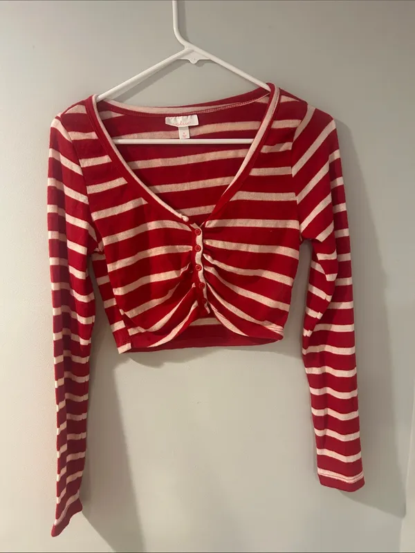Colsie Red and Cream Striped Pajama Set - Image 2