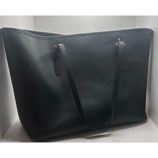 Michael Kors Saffiano Leather Tote Black Shoulder Bag Purse Charm - Image 2