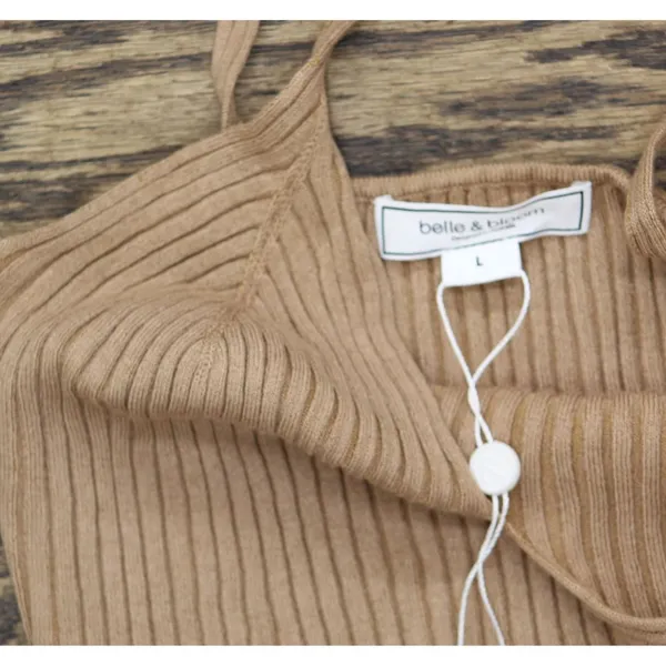 NWT Belle & Bloom Womens Sleeveless All I Need Knit Crop Top Oat Brown L - Image 6