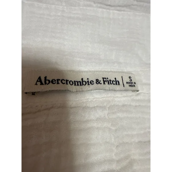 Abercrombie & Fitch White Long Sleeve Tie Knot V Neck Blouse Shirt Top Size S - Image 4