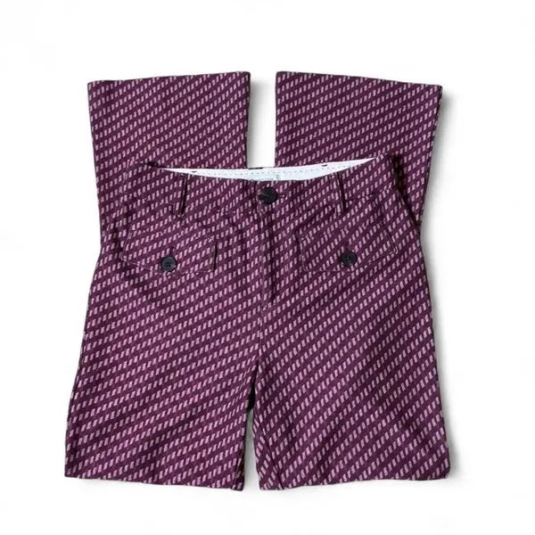 Anthropologie The Essential Flare Pants Plum‎ Geometric Stripe 2 Preppy Womens - Image 2