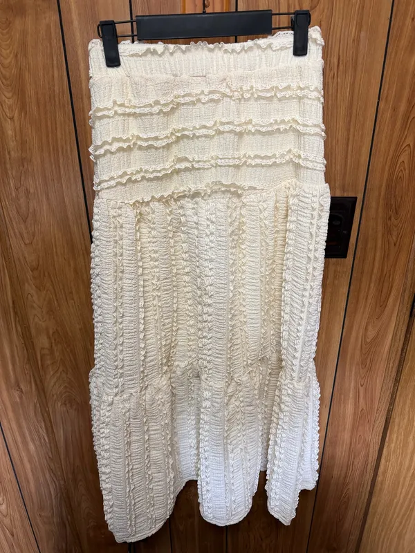 Good Luck Gem Cottagecore boho cream maxi skirt - Image 2
