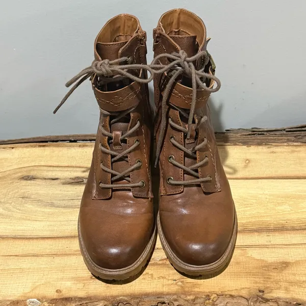 ZODIAC Gemma Leather Size Zip Lace Up Combat Riding‎ Boot 8.5 B17B - Image 5