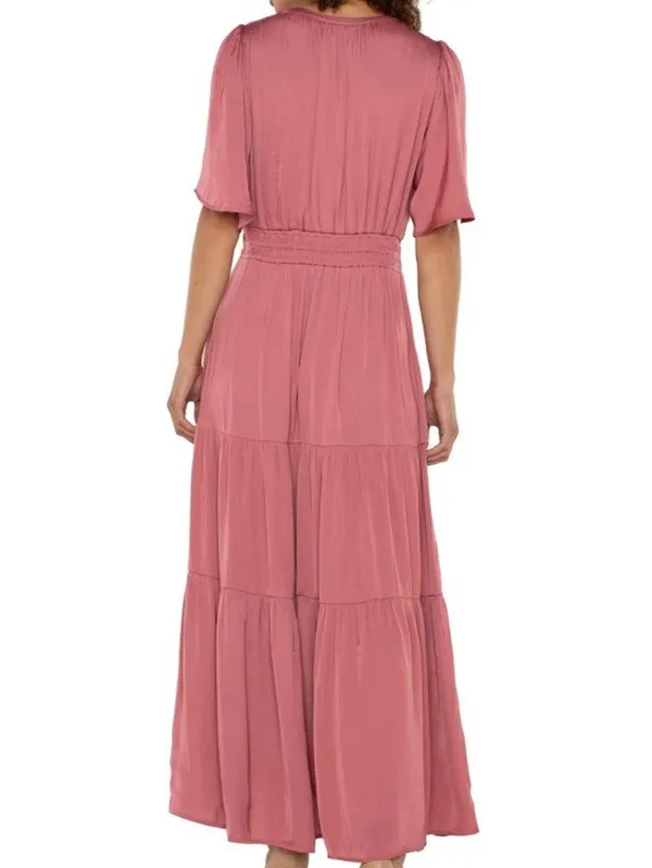 Liverpool Rose Satin Midi Dress Large - Image 3
