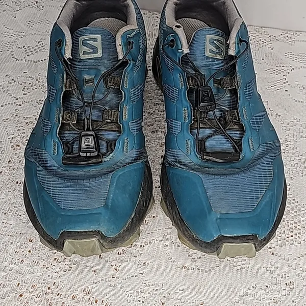 Salomon Supercross Contagrip ortholite blue gray athletic running shoes sz 7 - Image 4