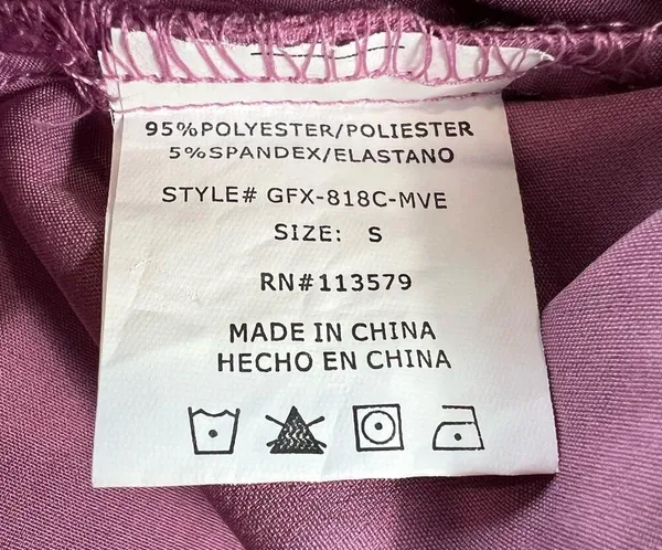 4Flex Women's Scrubs Small Top Lavender Purple V-Neck Short Sleeve - Image 6