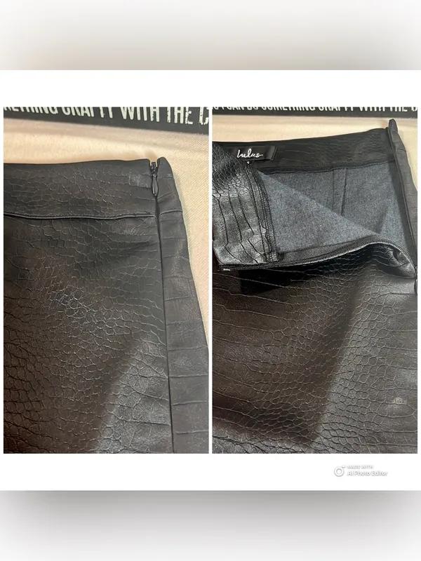 Lulus Going Boldly Black Croc Vegan Leather Mini Skirt S NWT Faux Crocodile New - Image 6