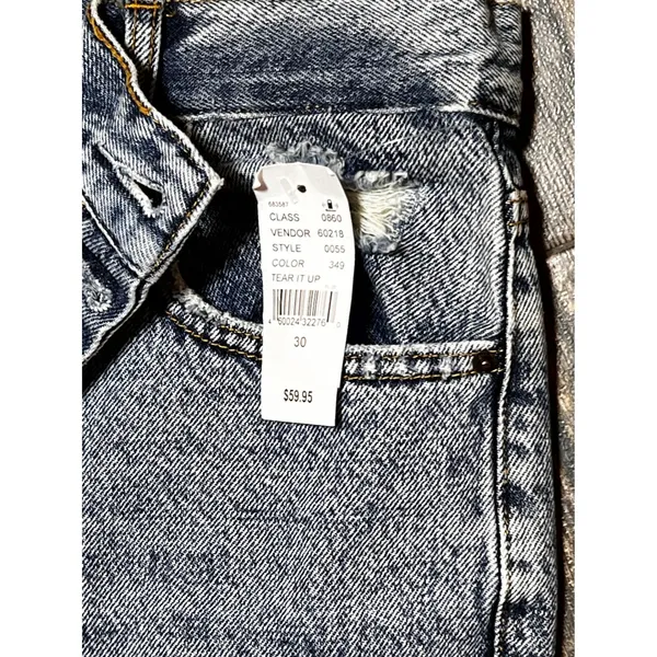 Pacsun High Rise‎ Straight Jeans Distressed Light Wash Size 30 Button Fly Baggy - Image 4
