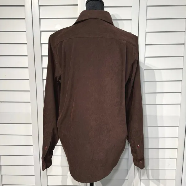 CB‎ Carry Back Womens Faux Suede Shirt 6 Brown Button Front Western 90s Vintage - Image 2
