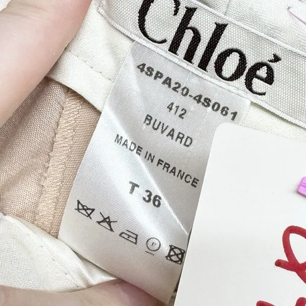 Chloé Wide Leg‎ Trousers Women Size 36 Beige Buvard France 4SPA20-4S061 Tailored - Image 3