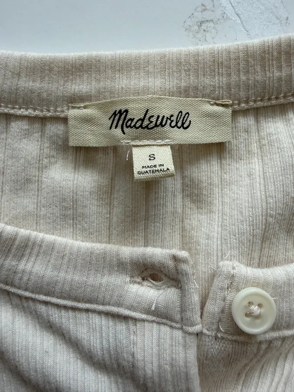 Madewell Flare Sleeve Ribbed Top Cream - Image 2