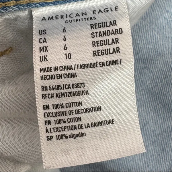 American Eagle Mom Jeans Women 6 Blue High Rise Straight Leg‎ Distressed Knee - Image 11