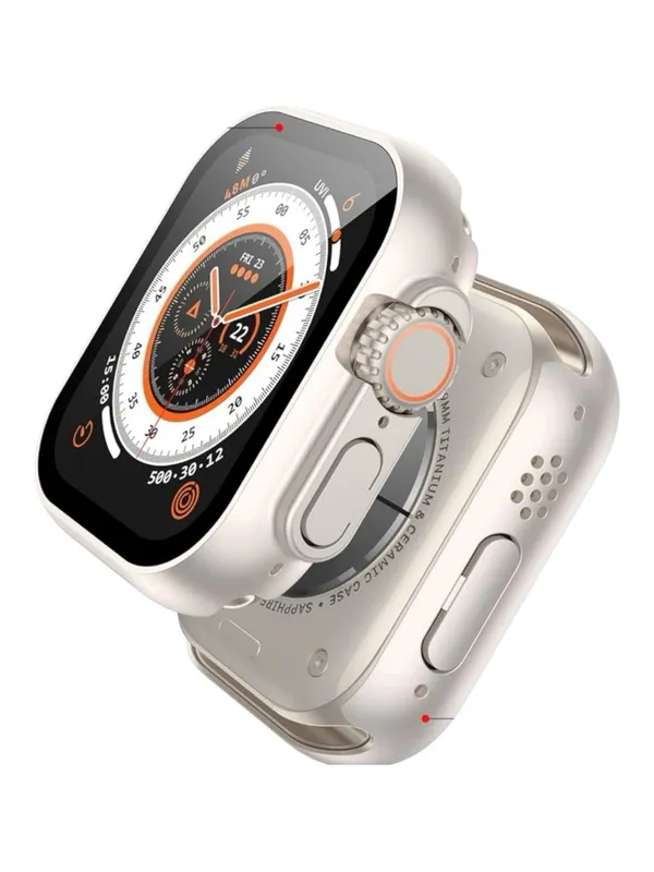 Protective Watch Case with Screen Protector Compatible with 49mm Apple Ultra Silver - Image 3