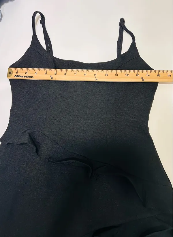 Hello Molly Black Ruffle Bodycon Mini Dress Adjustable Straps Size S - Image 7