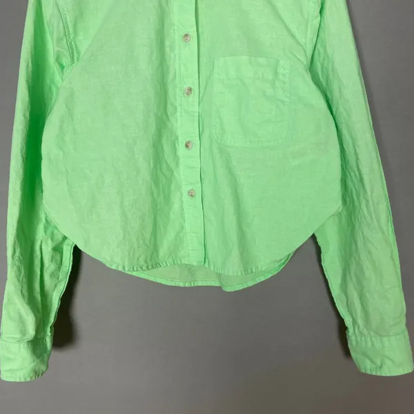 Universal Thread Crop Top Light Neon Green Cotton Linen‎ Size XS Long Sleeves - Image 8
