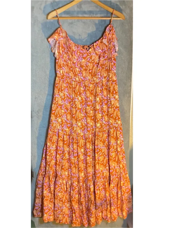 J.Crew Tiered maxi dress in painted block print Large‎ milkmaid Resort Vacation - Image 2
