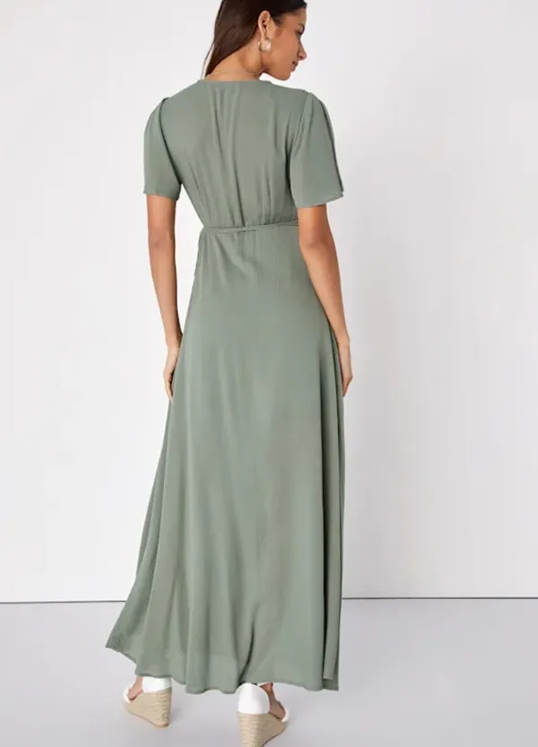 Lulus Olive Green Wrap Maxi Dress - Image 2