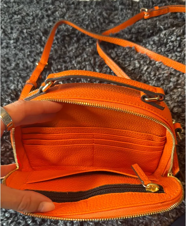 Dooney & Bourke Pebbled Leather Crossbody Bag Orange - Image 4