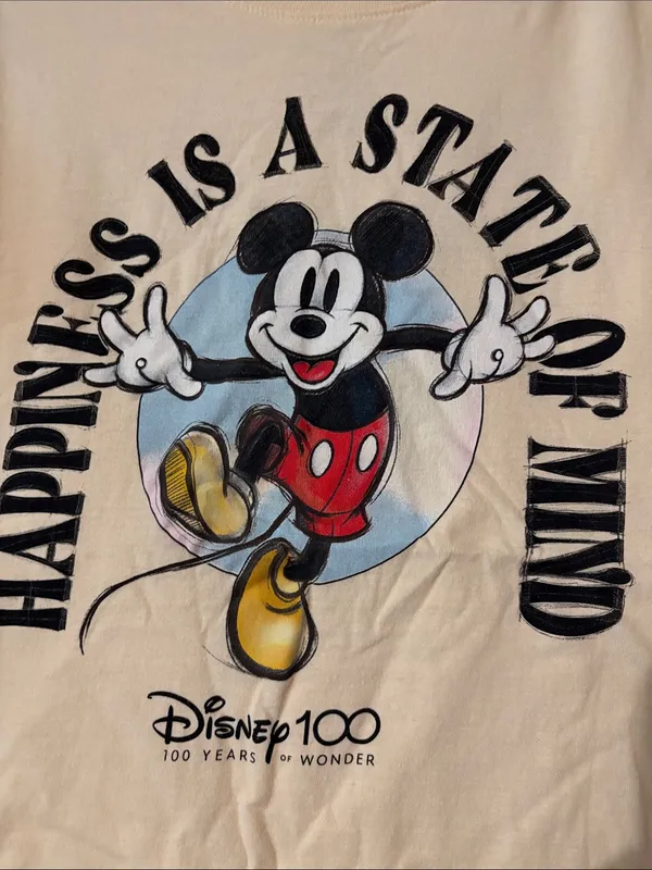 Mickey Mouse t shirt Disney 100 years (Happiness is a state of mind) Sz Large - Image 2