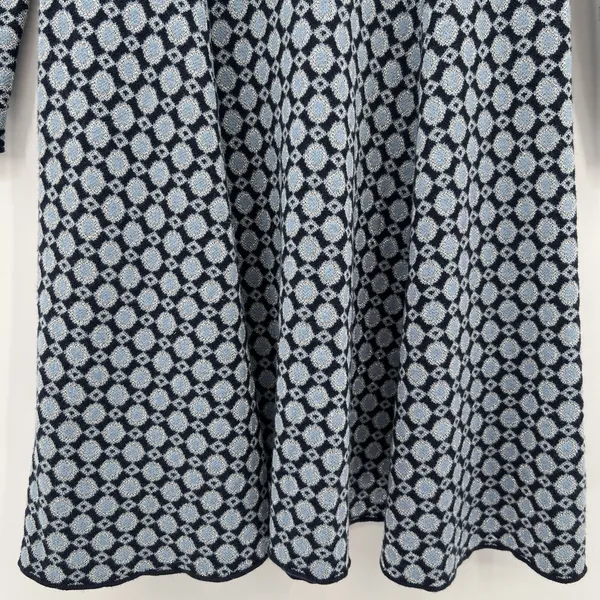 Boden‎ Size 4R Glamorous Metallic Knit Dress Blue Geometric Print Long Sleeves - Image 5