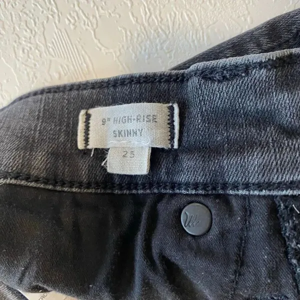 Madewell Black Skinny Jeans Distressed Raw Hem Stretch Denim - Image 11