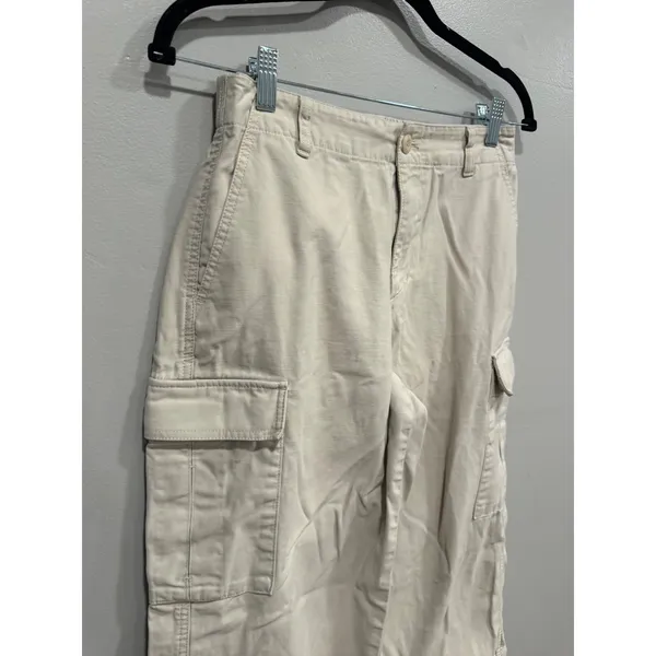 Uniqlo Cargo Pants Women's XS Beige Wide Leg‎ Cotton Utility Gorpcore - Image 7