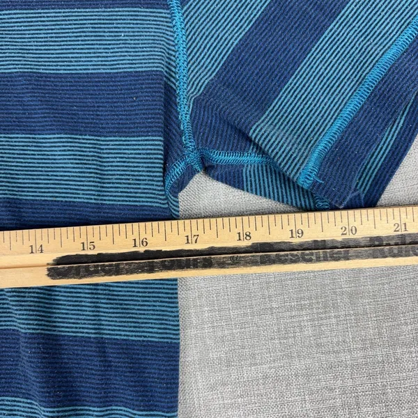 Lululemon T-Shirt Womens Medium Blue Striped V-Neck Short Sleeve Athletic Top - Image 5