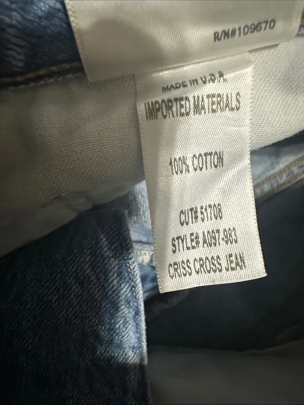 AGOLDE Criss Cross High Rise Jeans 100% Cotton Straight Leg Vintage Blue. - Image 4