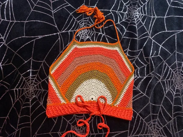 70’s rainbow crotchet top Orange Size undefined - Image 2