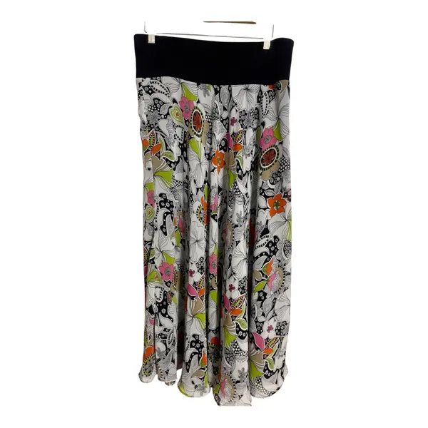 Vtg Evan Picone Chiffon Maxi Skirt Sz M Retro Psychedelic Floral Boho Festival - Image 4