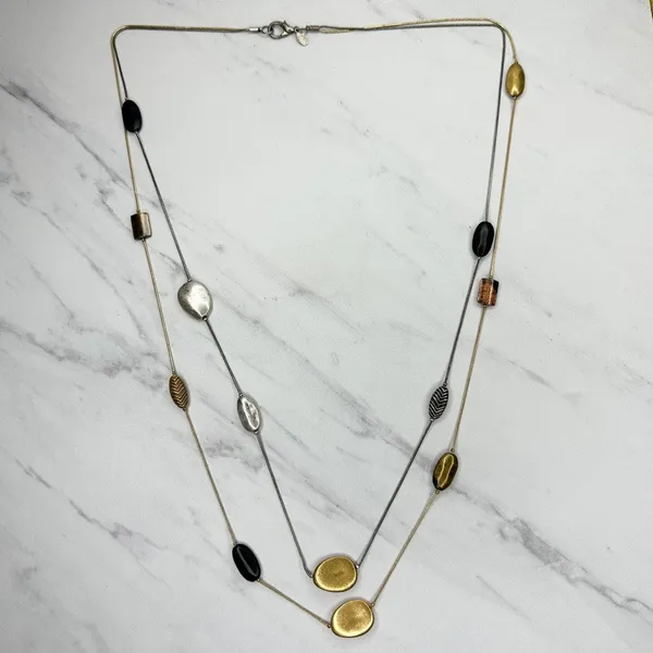 Chico's Double Strand Mixed Metal Station Statement Necklace ✨ - Image 2