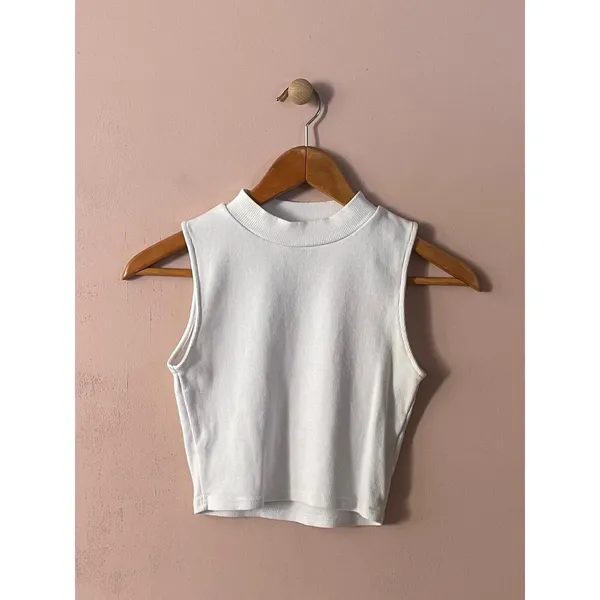 Supré White Mock Neck Crop Top Size S - Image 9