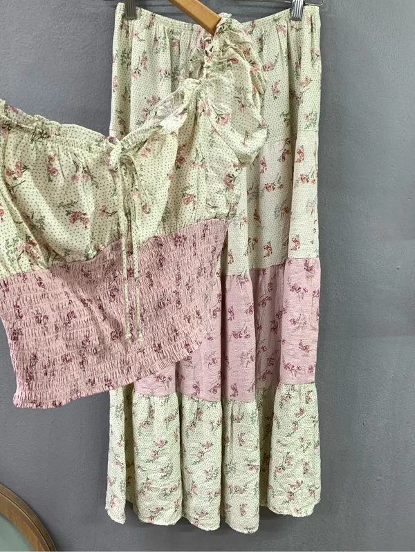 Coastal floral milkmaid 2 pc set dress influencer viral - Image 2