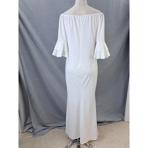 Metamorphosis Girl White Off-Shoulder Ruffle Sleeve Maxi Dress 2XL - Image 3