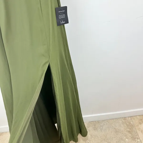 Lulus Marveled Beauty Olive Green Sleeveless Tie-Front Maxi Dress Medium NWT - Image 8
