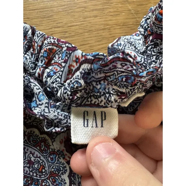 Gap Ruffle Sleeve Top Women Sz XS‎ Paisley Polyester Lightweight Colorful Preppy - Image 3