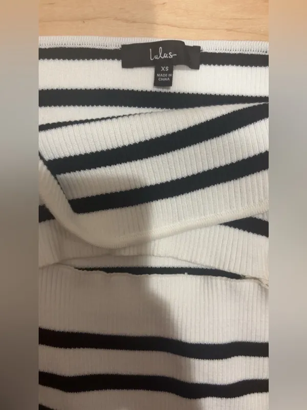 Lulu’S Trend-Worthy White Striped Ribbed Cutout Strapless Midi Dress - Image 6