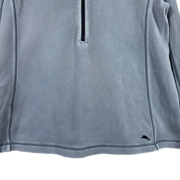 Tommy Bahama 100% Cotton Grey/Blue Half Zipup Sports Sweater Women’s Size M - Image 5