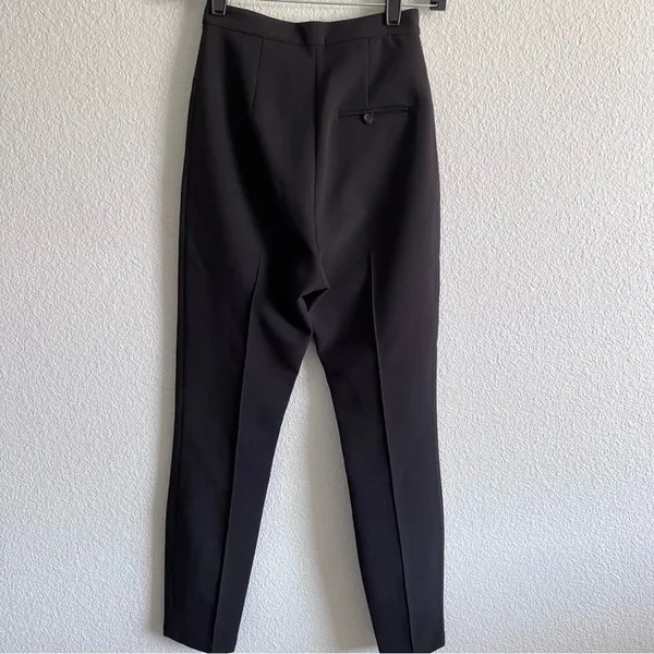 & Other‎ Stories Women's High Rise Black Pleated Double Zip Trouser Pants - Image 2