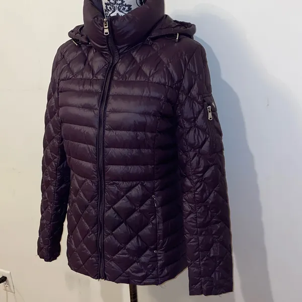 Lauren Ralph Lauren Quilted Feather Down Puffer Jacket Size Medium Deep Plum - Image 3