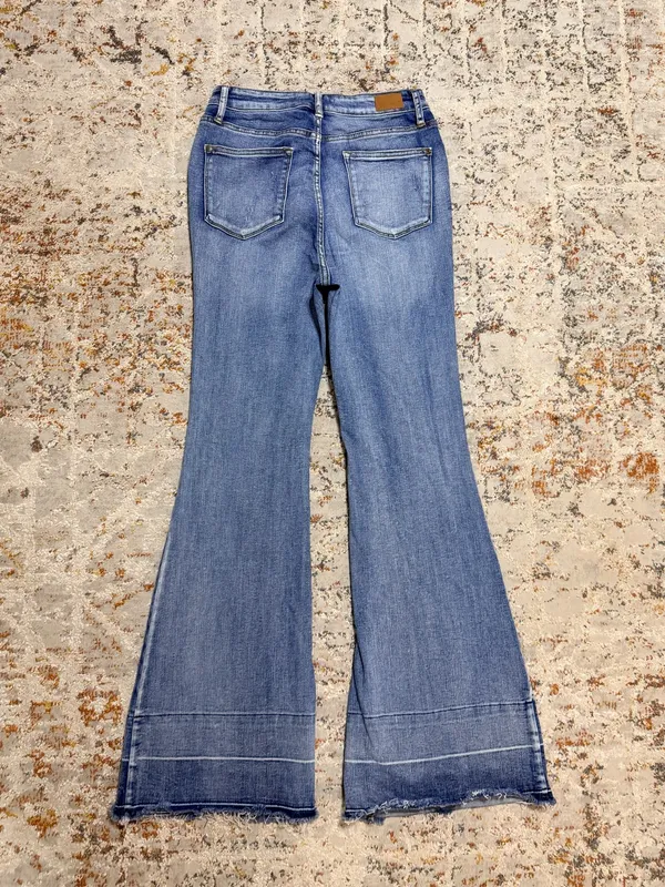 Judy Blue High Waist Tummy Control Release Hem Flare Jeans size 9/29 tall - Image 11