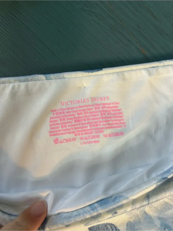 Victoria's Secret Light Blue and White Floral Bikini Bottoms Low Rise NWT Large - Image 9