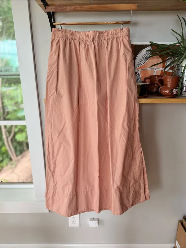 J. Crew Peach Cotton Poplin Elastic-Waist Maxi Skirt Side Slits Size Small - Image 9